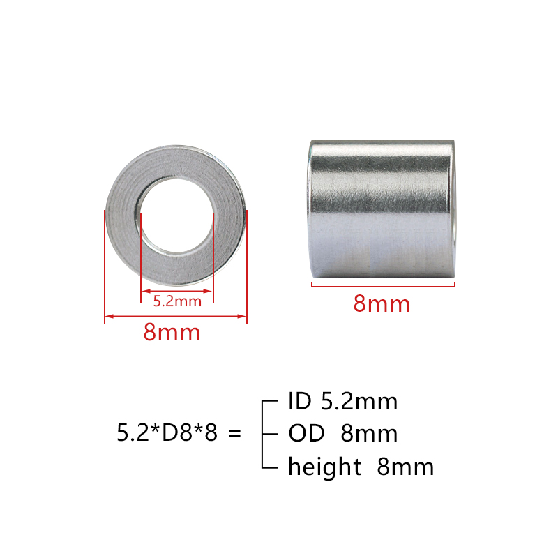 RJX 50pcs Aluminum washer bushing gasket (ID5.2mm OD8.0mm)