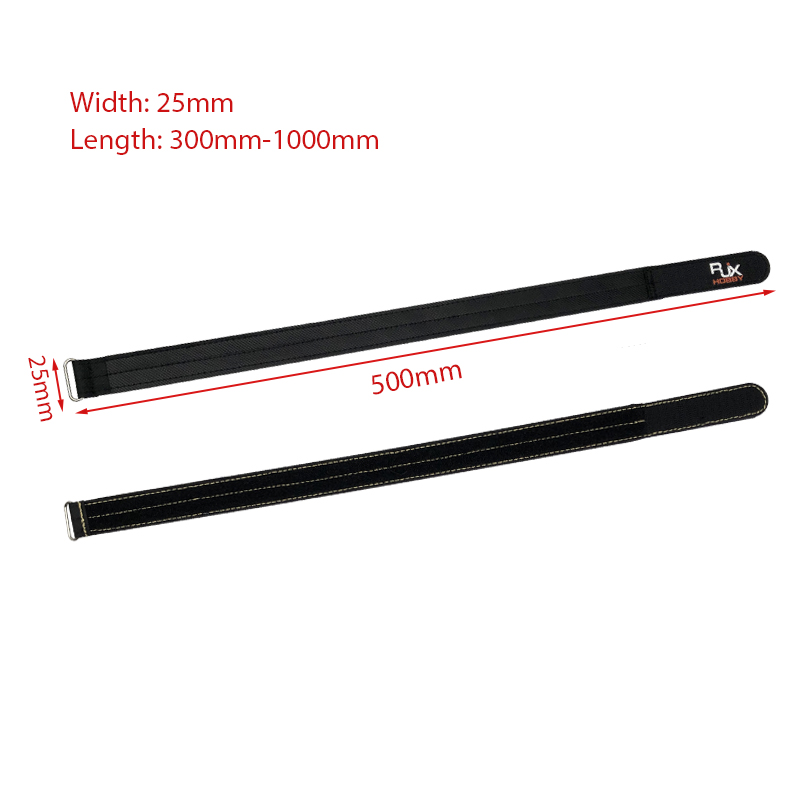 RJXHOBBY 1pcs 25mm Width Kevlar Battery Strap Kevlar Stitching Rubber Grip and Zinc Alloy Seamless Buckle (Length: 300-1000mm)