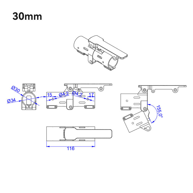 RJXHOBBY 1pcs 30 / 40 / 45 / 50mm V2 Quick remove folding arm for Plant Protection UAV Multicopter