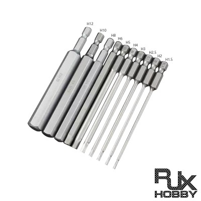 RJX 100mm 1.5 2.0 2.5 3.0 4.0 5.0 6.0 8.0 10 12mm Hex Key Allen Screwdriver Bits Magnetic 1/4 6.35mm Quick Change Impact Driver