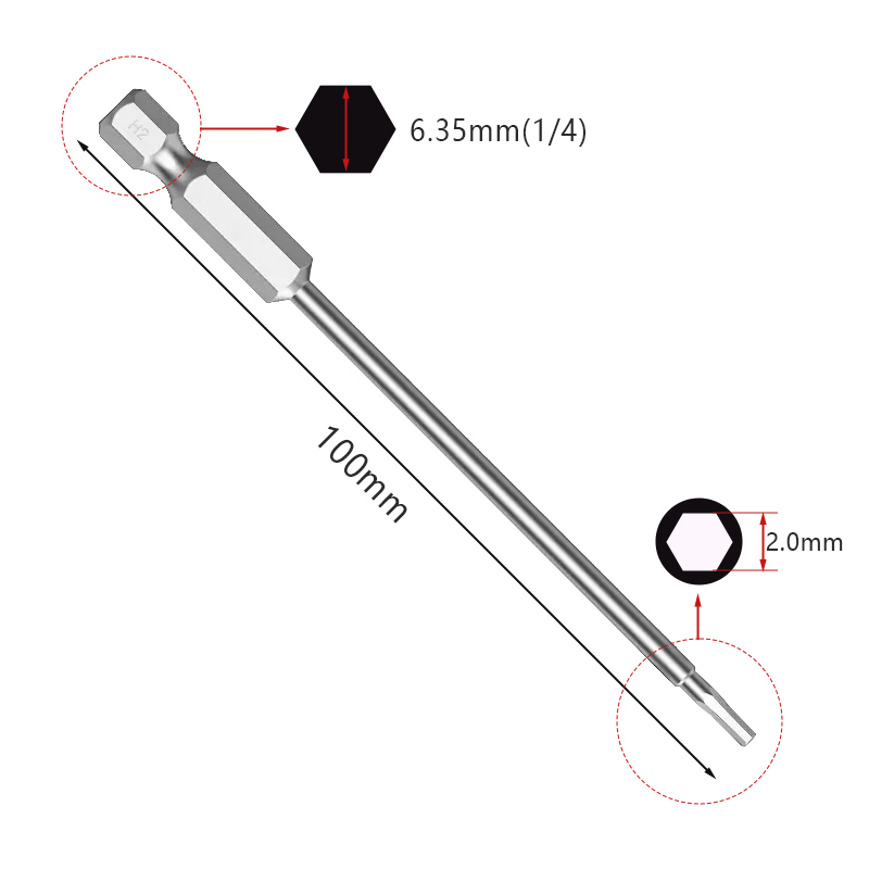RJX 100mm 1.5 2.0 2.5 3.0 4.0 5.0 6.0 8.0 10 12mm Hex Key Allen Screwdriver Bits Magnetic 1/4 6.35mm Quick Change Impact Driver