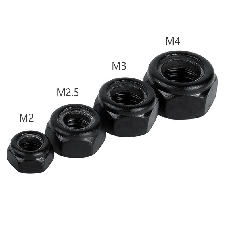RJX 100pcs black M2 M2.5 M3 M4 Self-Locking Nuts