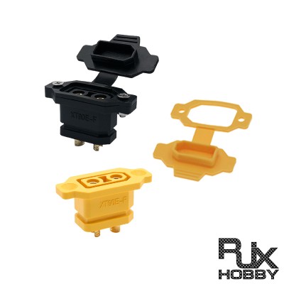RJXHOBBY 5pcs Amass XT90E-F Brass Gold Plated Female Connector with Dust-proof Cover PVC Plug Protective Sleeve Cap 
