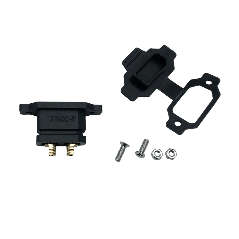RJXHOBBY 5pcs Amass XT90E-F Brass Gold Plated Female Connector with Dust-proof Cover PVC Plug Protective Sleeve Cap 