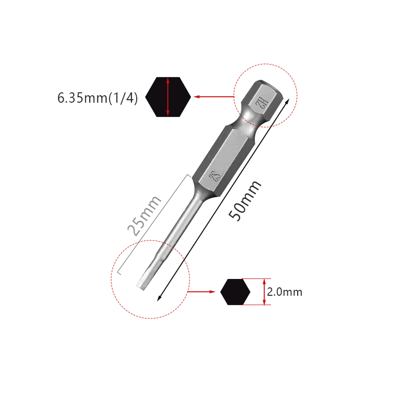 RJX 50mm 1.5 2.0 2.5 3.0 4.0 5.0 6.0 8.0 10 12mm Hex Key Allen Screwdriver Bits Magnetic 1/4 6.35mm Quick Change Impact Driver