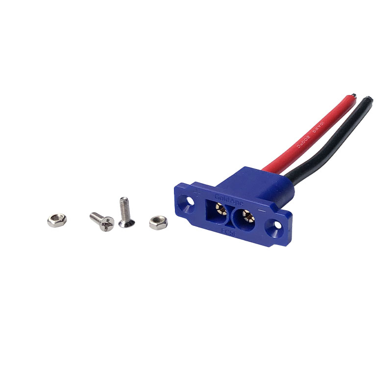 RJX 1pcs EC5E-M Panel Fixed Mountable Plug Male Connector with 10AWG Silicone Wire 100mm for RC Aircraft Battery Parts
