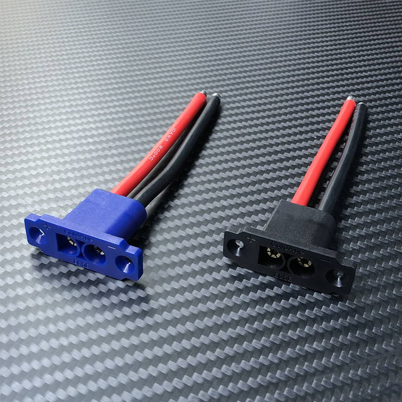 RJX 1pcs EC5E-M Panel Fixed Mountable Plug Male Connector with 10AWG Silicone Wire 100mm for RC Aircraft Battery Parts