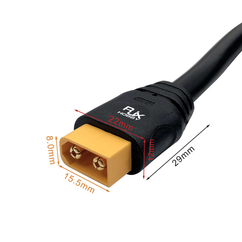 RJX 1pcs XT60H-M Male Plug 80cm Outdoor Power Brass Gold-plated Drone Connector Cable LSD-15