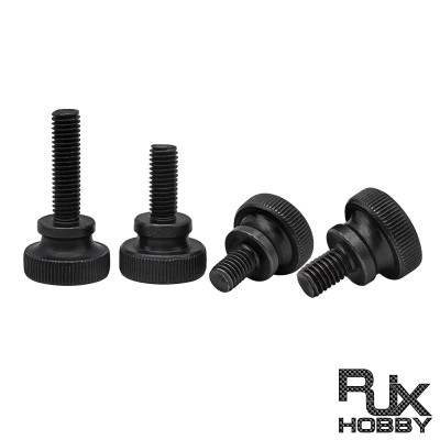 RJX 100pcs M3 M4 GB834 Black Steel Knurl High Step Head Hand Tighten Thumb Screw Curtain Wall Glass Lock Thumbscrew Adjust