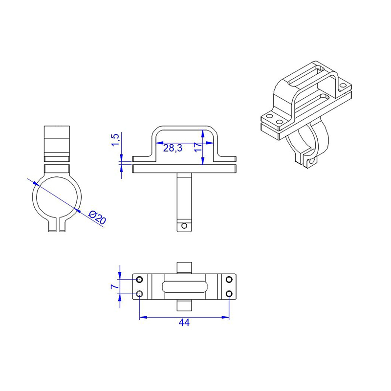 RJX 1pcs XT90 Plug Fixed Seat Mounting 20mm Tube Clamp Support Clip Connecting Part