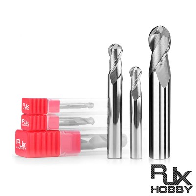 RJX 1pcs R0.5-R10  55 ° 2 Flute  tungsten steel Carbide Ball nose Cutter for Aluminum  CNC Center Machining Milling Tool