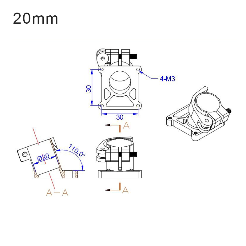 RJX 1pcs 20mm 25mm 30mm Quick Release Tripod Aluminum Tilt Fixed Seat Landing Gear Connector