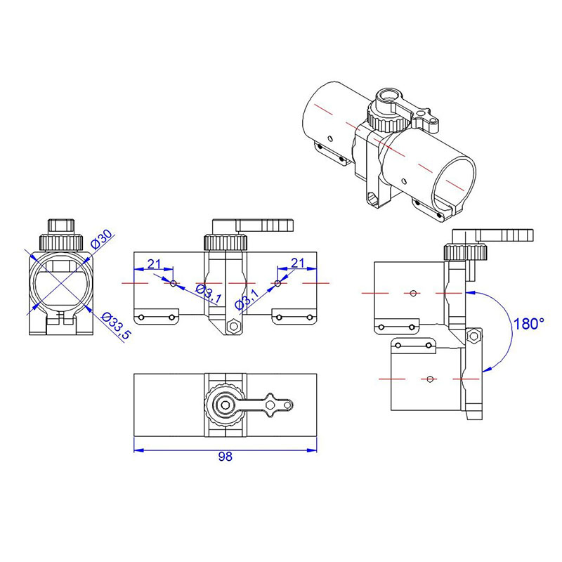 RJXHOBBY 1pcs CNC Aluminium 30mm Tube Arm Folding transverse Connector for Plant Protection UAV Multicopter