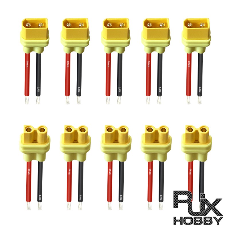 RJXHOBBY XT30U Female Male Connector with 50mm 18AWG Silicone Wire