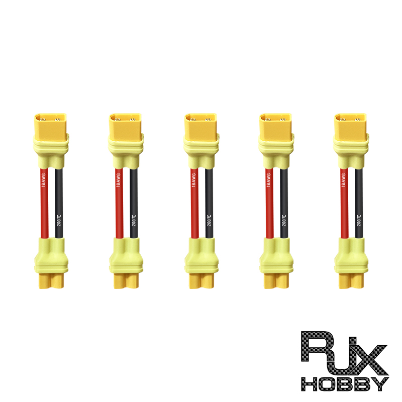 RJXHOBBY 5pcs XT30U Female to Male Connector with 45mm 18AWG Silicone Wire Specification