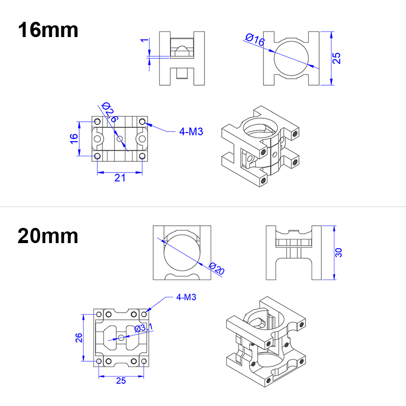RJXHOBBY 1pcs 16/20/25mm Pipe Clip Tubing Clamp Fastener Carbon Tube Fixed Joint for RC Plant Agriculture UAV Drone