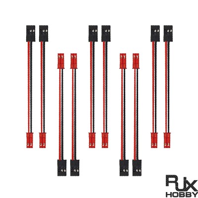 RJX 10pcs 10cm 20AWG JR Male Servo to JST Male Plug Receiver Connector Adapter Cable 