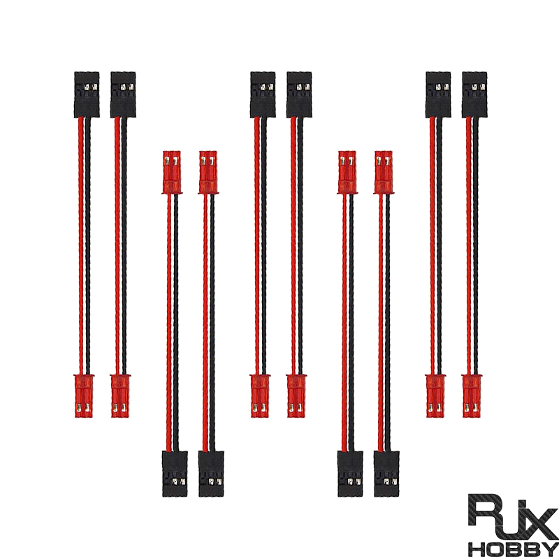 RJX 10pcs 10cm 20AWG JR Male Servo to JST Male Plug Receiver Connector Adapter Cable 