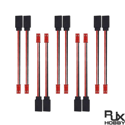 RJX 10pcs 10cm 20AWG JR Female Servo to JST Male Plug Receiver Connector Adapter Cable