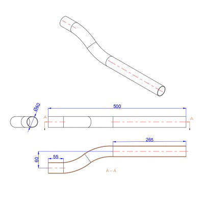 RJX 1pcs 40x37x500mm 3K carbon fiber bend tube for UAV drone arm Plant Protection Multicopter