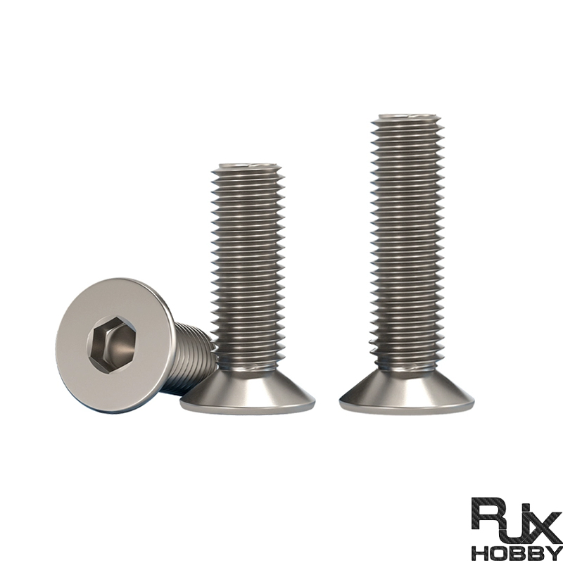 RJX 50pcs M2.5 4-20mm TA2 Countersunk Hex Socket Screw