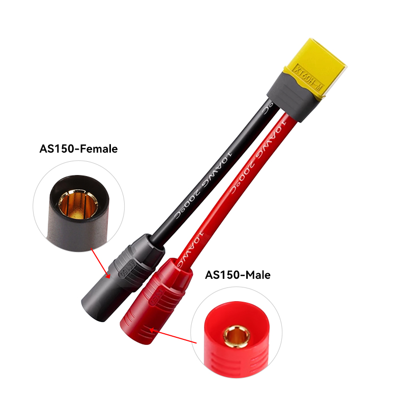 RJXHOBBY 1pcs XT60 Male to AS150 Anti-Spark Male Female