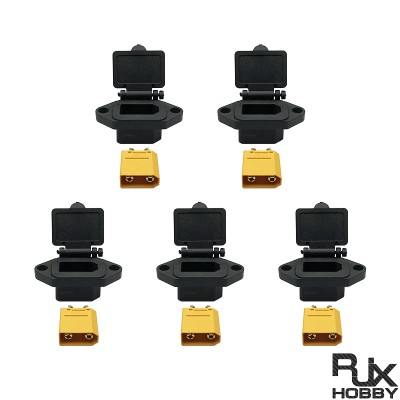 RJX XT90 Male Female Power Connector Fixed Bracket Waterproof T-shaped Plug Socket Spring Cover XT90-S Terminal Brackets Screw Fix