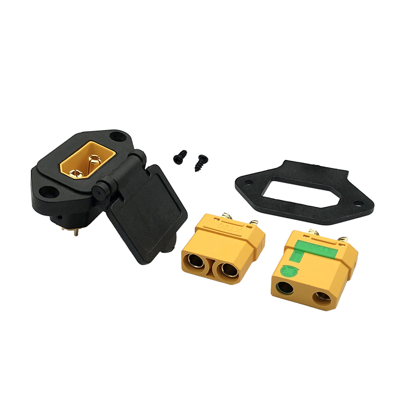 RJX XT90 Male Female Power Connector Fixed Bracket Waterproof T-shaped Plug Socket Spring Cover XT90-S Terminal Brackets Screw Fix