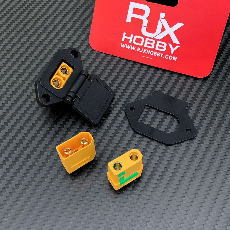 RJX XT90 Male Female Power Connector Fixed Bracket Waterproof T-shaped Plug Socket Spring Cover XT90-S Terminal Brackets Screw Fix