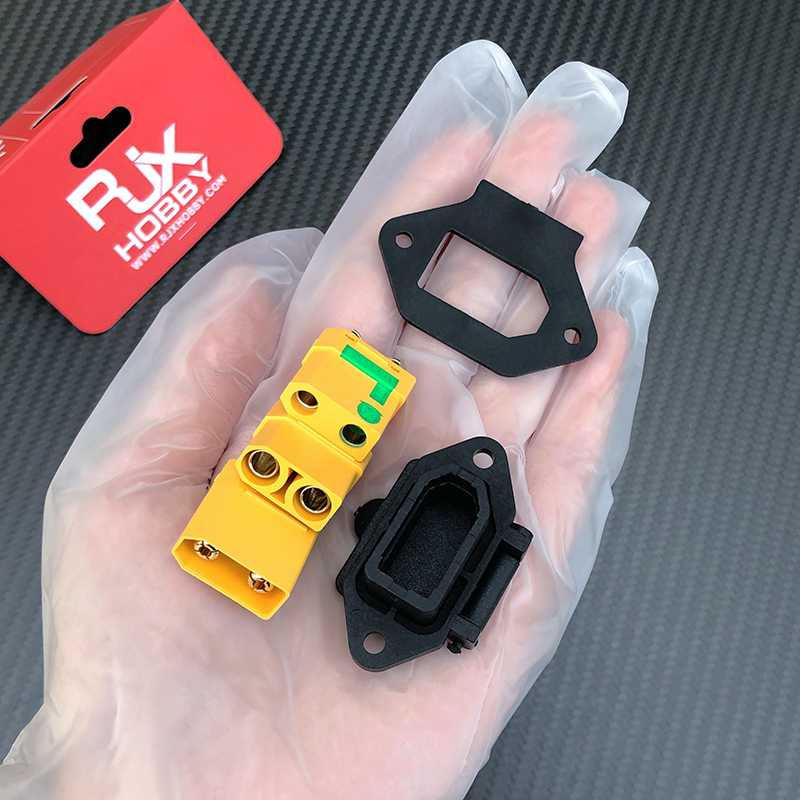 RJX XT90 Male Female Power Connector Fixed Bracket Waterproof T-shaped Plug Socket Spring Cover XT90-S Terminal Brackets Screw Fix