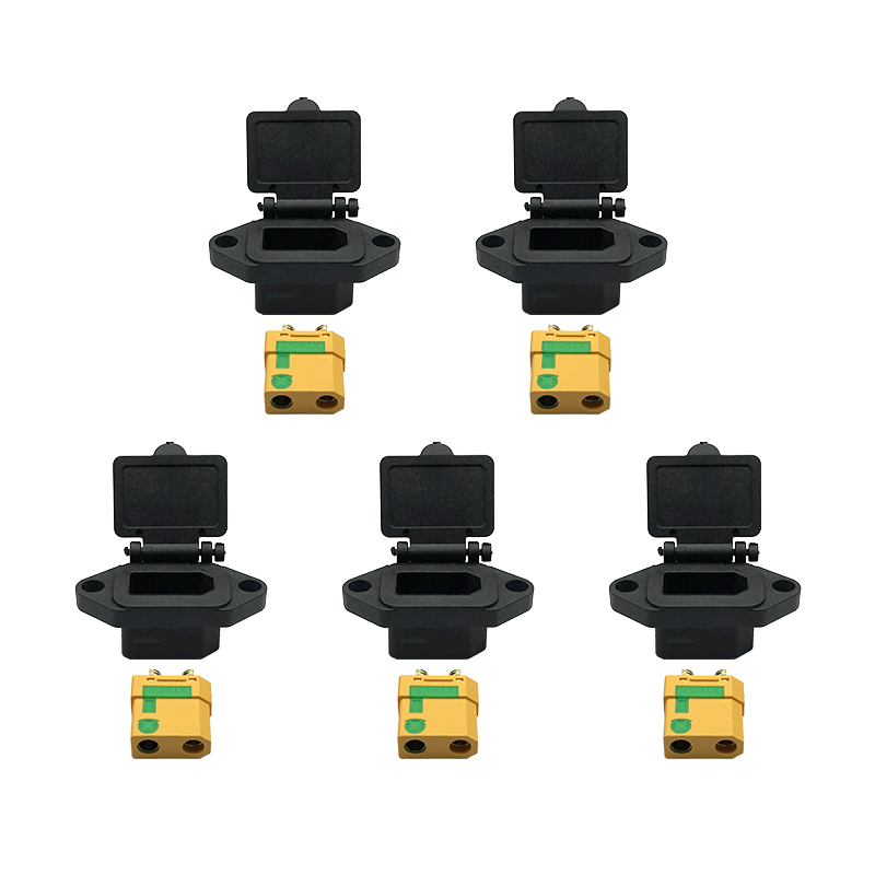 RJX XT90 Male Female Power Connector Fixed Bracket Waterproof T-shaped Plug Socket Spring Cover XT90-S Terminal Brackets Screw Fix