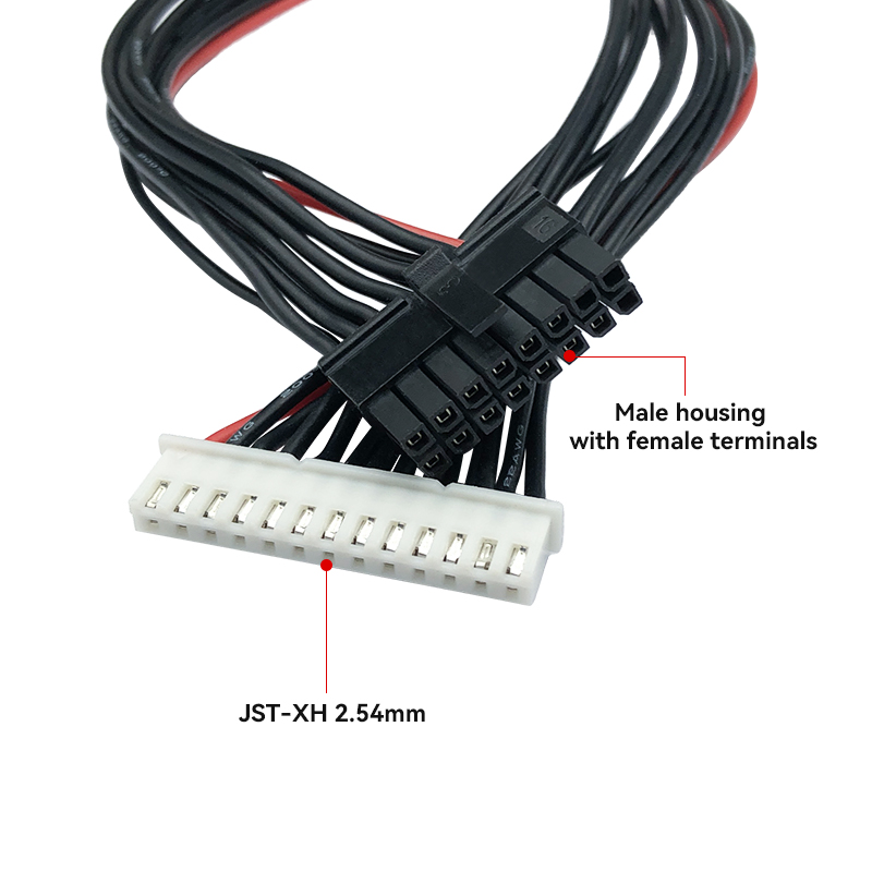 RJX 1pcs JST-XH 2.54mm 12S charger balance line to 16pin Connectors Extension Cable