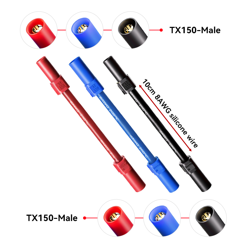 RJX 1pcs XT150 Male to Female Extension wire cable 8AWG / 10AWG 10CM 