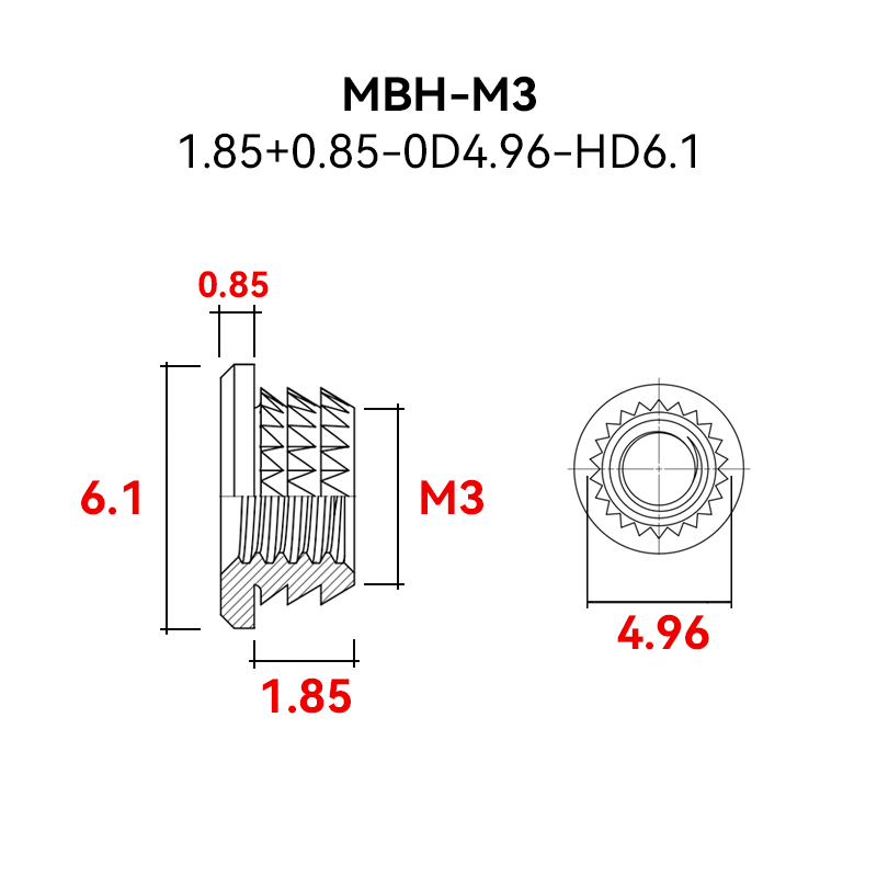 RJXHOBBY 100pcs M2 M2.5 M3 M4 M5 threaded inserts impact brass nuts