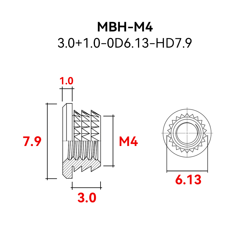 RJXHOBBY 100pcs M2 M2.5 M3 M4 M5 threaded inserts impact brass nuts