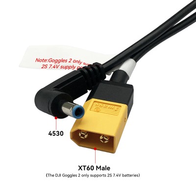 RJX 1pcs for DJI Avata Goggles Power Cable XT60 Male Plug to 4530 Connector Adapter Wire RC FPV Drone Video Glasses Parts
