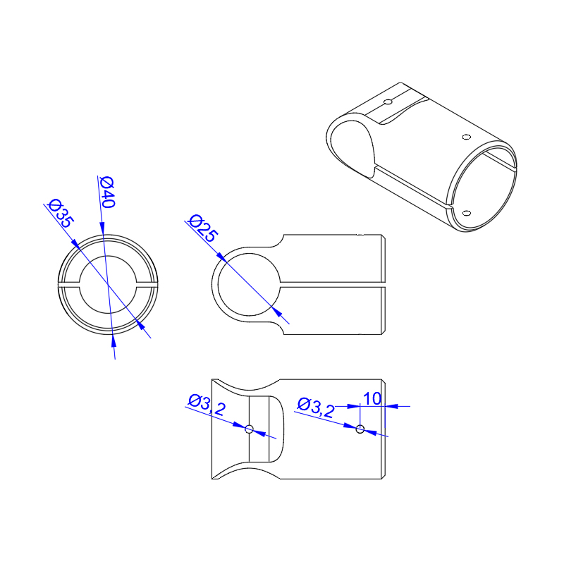 RJX 1pcs Landing Gear Aluminum Alloy Tee Tripod 35 to 25mm Carbon Fiber Tube Connector For Agriculture Drone UAV