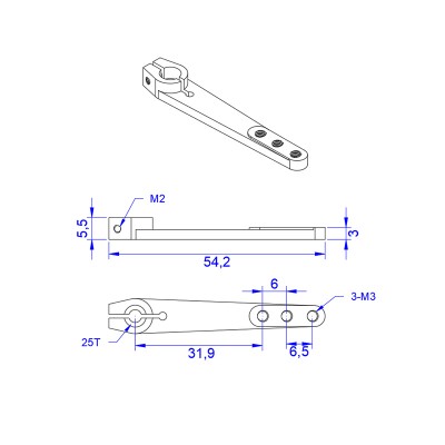 RJX 1pcs 25T CNC Metal Servo Arm For Futaba Servo