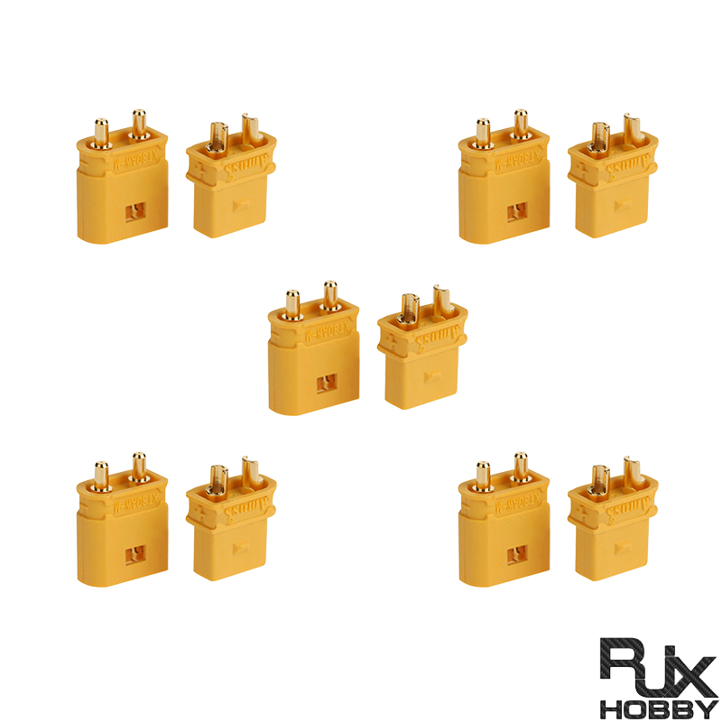 RJX 5Pairs Amass XT30UW-F Female XT30AW-M Male XT30 DC500V 20A Waterproof Gold-plated Connector