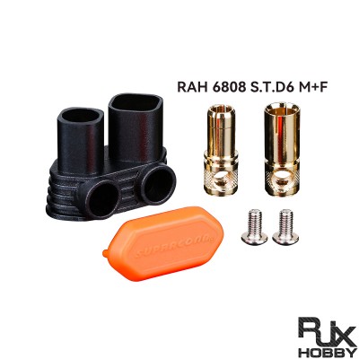RJX RAH S.T.D6 6808 Lithium Battery Male Female Gold-plated Plug Model Aircraft UAV Connector No Soldering Required Banana Socket