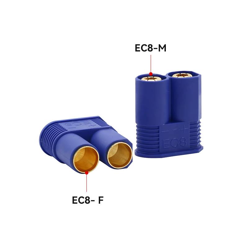 RJX 5Sets EC8 Connector Plug Socket 8mm High Current Double Blue Banana Connector For Car Model RC ESC Lipo Battery