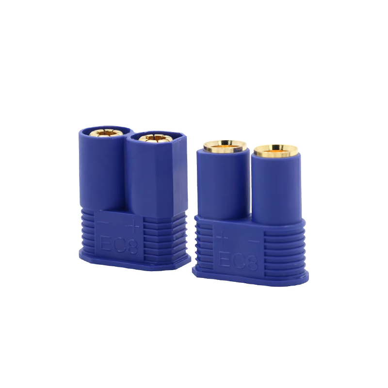 RJX 5Sets EC8 Connector Plug Socket 8mm High Current Double Blue Banana Connector For Car Model RC ESC Lipo Battery
