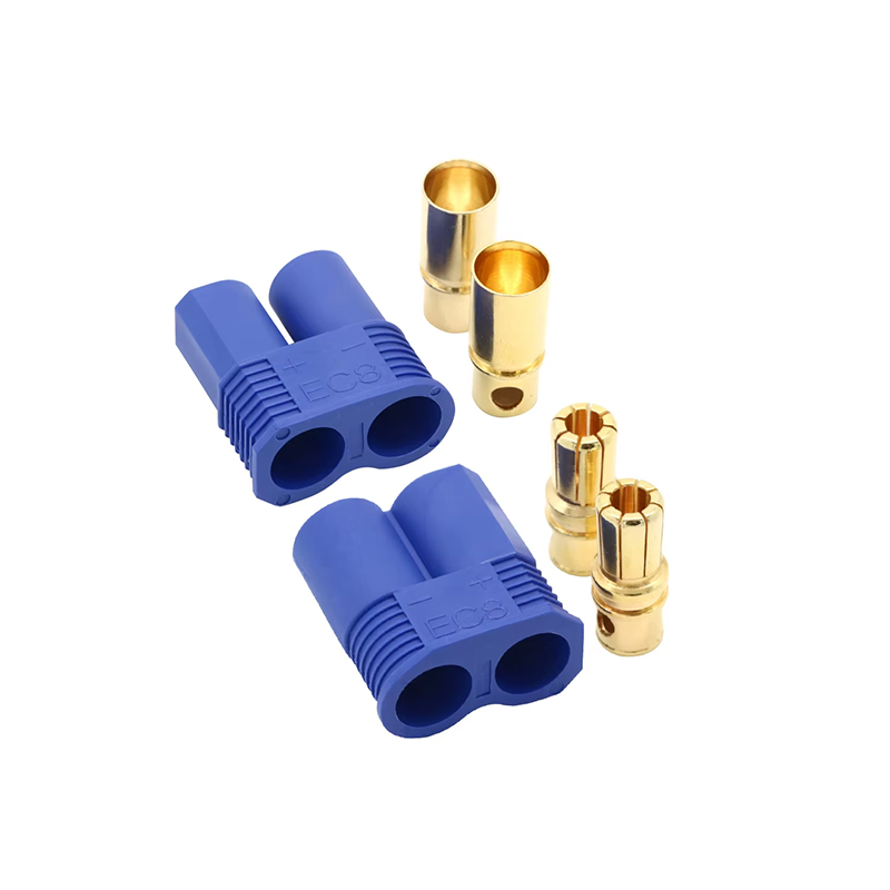 RJX 5Sets EC8 Connector Plug Socket 8mm High Current Double Blue Banana Connector For Car Model RC ESC Lipo Battery