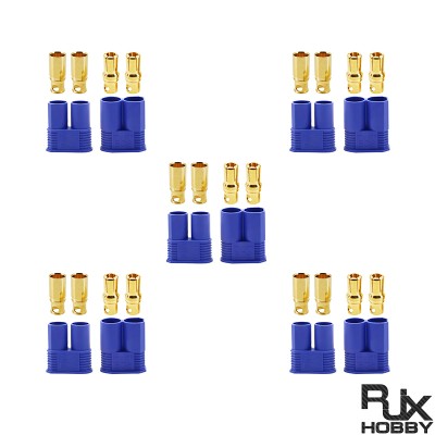 RJX 5Sets EC8 Connector Plug Socket 8mm High Current Double Blue Banana Connector For Car Model RC ESC Lipo Battery