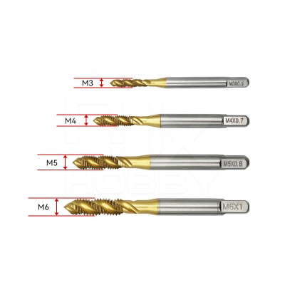 RJX 1pcs Titanium coating HSS M3 M4 M5 M6 M8 M10 M12 Spiral groove flute thread taps