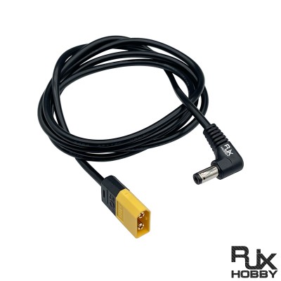 RJXHOBBY 1pcs 90° DC5.5*2.1 Male to XT60 Male  DC5521 Rubber Power Cable