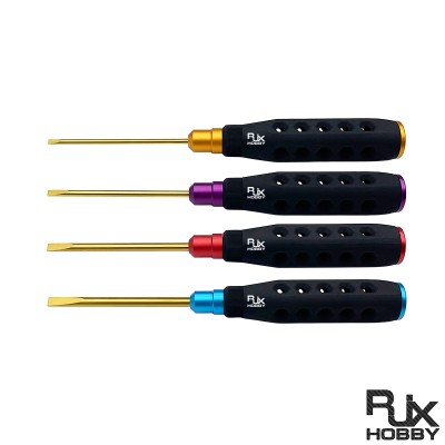 RJX 4pcs HSS titanized Flat Head Screw driver Tools 3.0 4.0 5.0 5.8mm High-Strength Insulated Anti-Slip Rubber Handle
