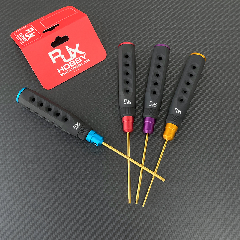 RJX 4Pcs HSS Titanized Hex Screwdriver 1.5 2.0 2.5 3.0mm High-Strength Insulated Anti-Slip Rubber Handle