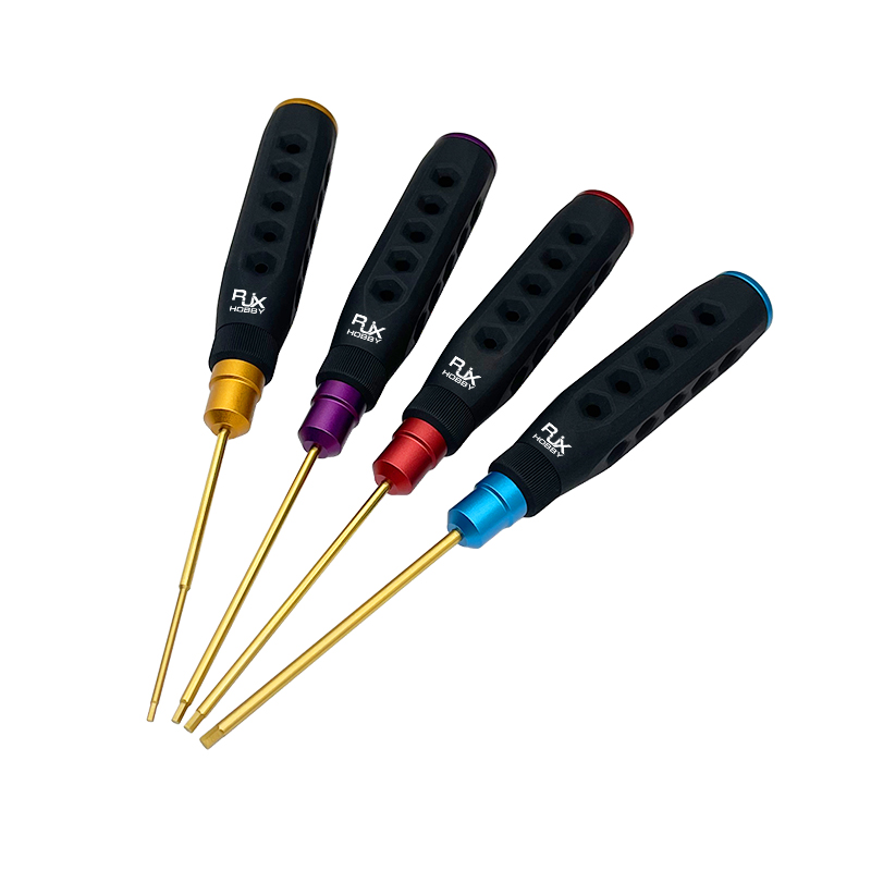 RJX 4Pcs HSS Titanized Hex Screwdriver 1.5 2.0 2.5 3.0mm High-Strength Insulated Anti-Slip Rubber Handle