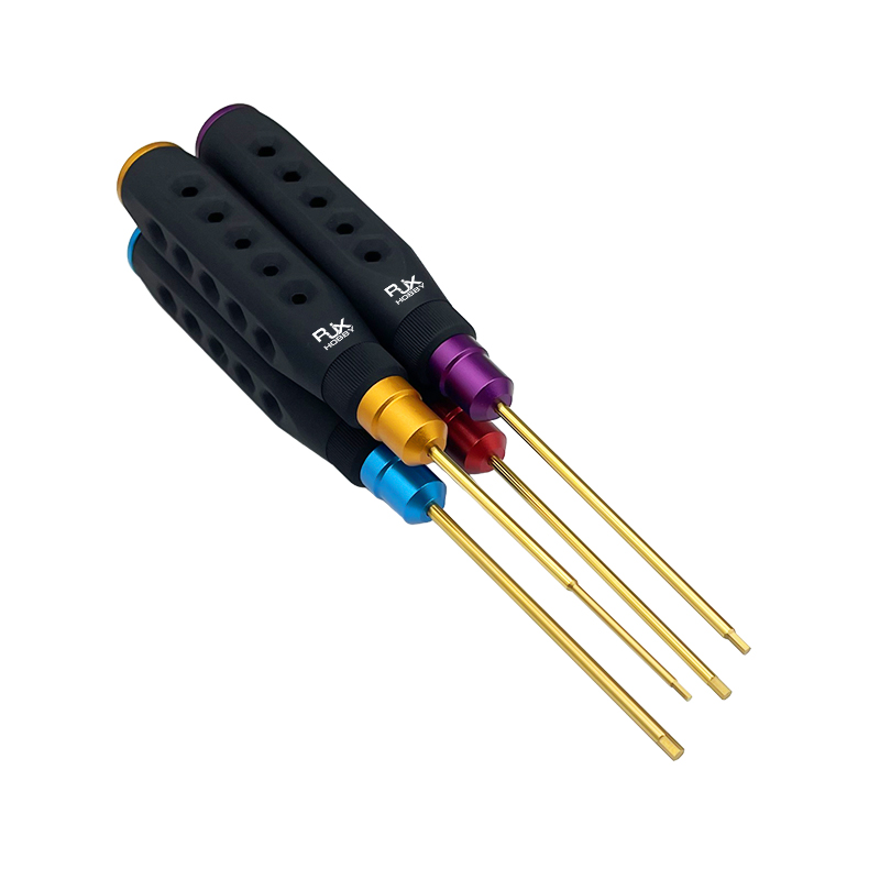 RJX 4Pcs HSS Titanized Hex Screwdriver 1.5 2.0 2.5 3.0mm High-Strength Insulated Anti-Slip Rubber Handle